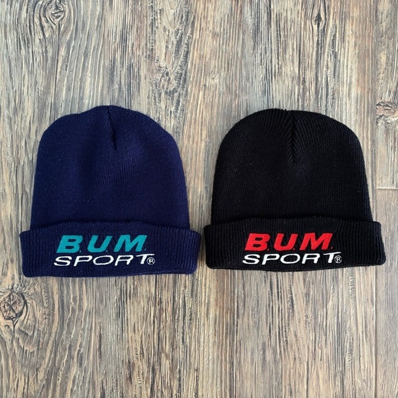 BUM Sport Other - (2) Vintage BUM Sport Beanies Skull Caps Winter Hats One Size Blue Black
